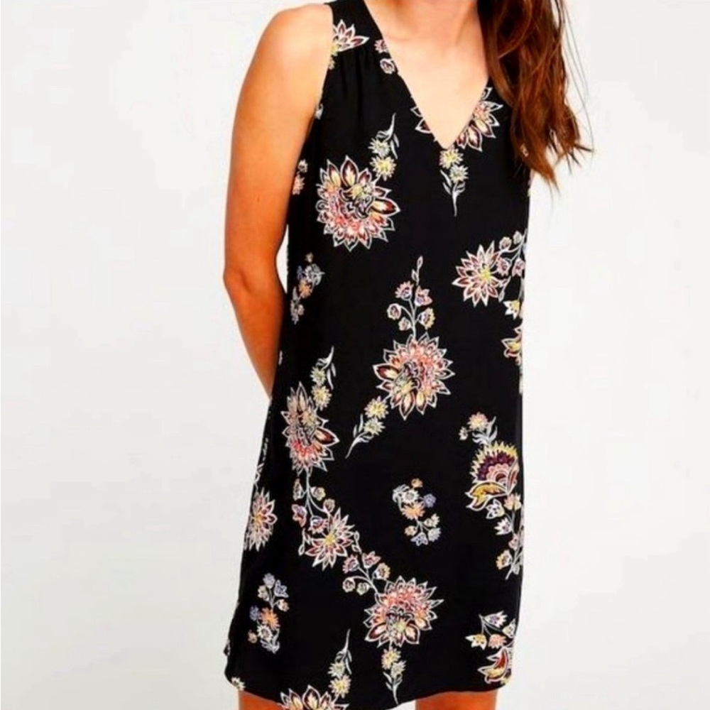 Old Navy Floral Sheath Dress, Size XS, Black with Orange Flowers